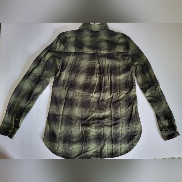 American Eagle Outfitters Black Green Long Sleeve Button Down Flannel - Picture 2 of 9